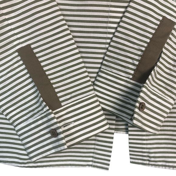 Lafayette 148 Horizontal Green Pinstripe Button Down Sz 4 - Picture 6 of 7